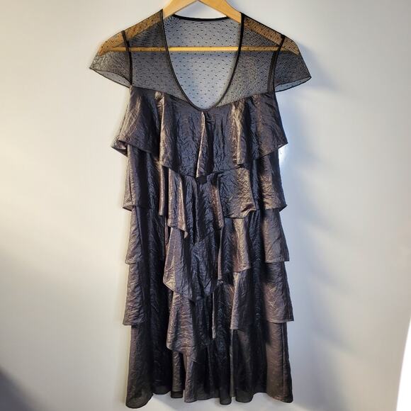 BCBGMAXAZRIA Black Cocktail ruffled Short Night Out Dress EUC - Picture 11 of 11